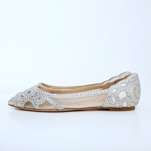 NIB Badgley Mischka Gigi Crystal Embellished Pointed Toe Flats - Picture 4 of 15